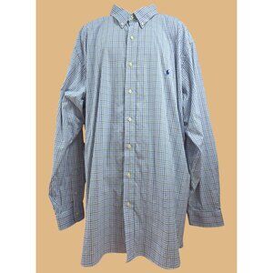 Ralph Lauren Mens Performance Button-Down Shirt 4XLT Blue Plaid